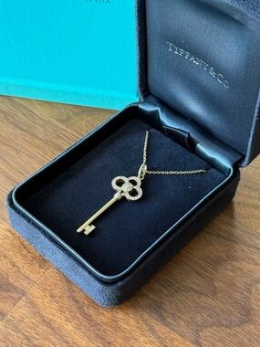 Tiffany & Co. Yellow Gold Key Pendant with Pavé Diamonds